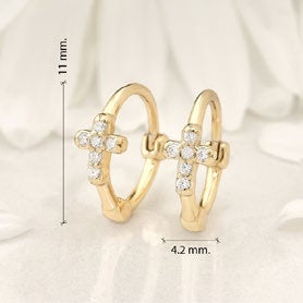 Aretes Cruz Plata Oro - imagen 2