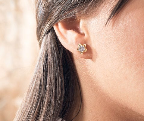 Aretes Flori Plata Oro - imagen 1