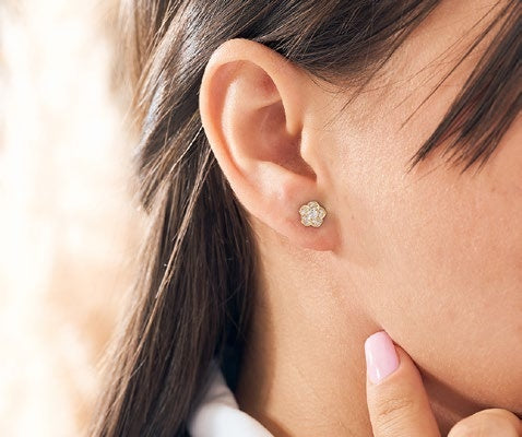 Aretes Flower Plata Oro - imagen 1
