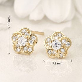 Aretes Flower Plata Oro - imagen 2