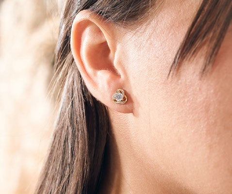Aretes Lotus Plata Oro - imagen 1