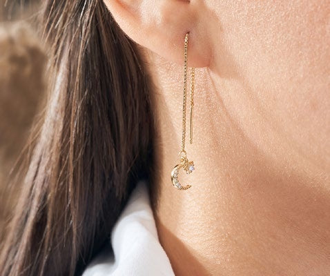 Aretes Luna Plata Oro - imagen 1