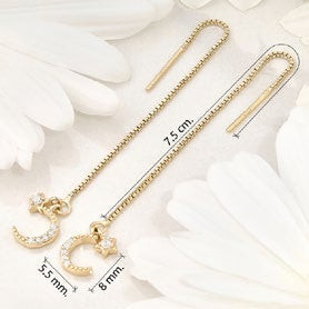 Aretes Luna Plata Oro - imagen 2