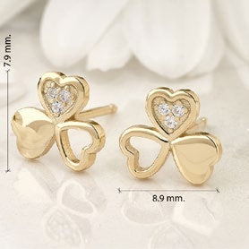 Aretes Trébol Plata Oro - imagen 2