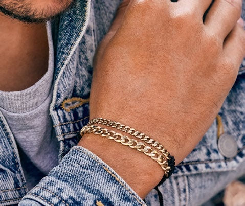 Pulso Cubano Tejido en Oro Laminado - imagen 1
