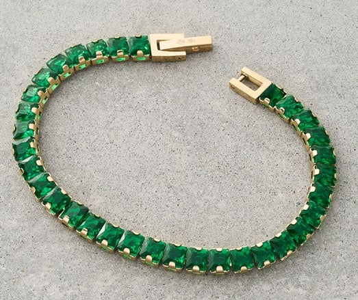 Pulso Tennis Cuadrado en Oro Laminado - imagen 1