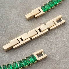 Pulso Tennis Rectangular en Oro Laminado - imagen 3